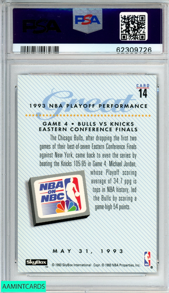 1993 SKYBOX PREMIUM MICHAEL JORDAN #14 NBA ON NBC BULLS HOF PSA 10 GEM MT 62309726