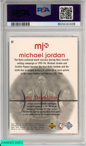 1998 UPPER DECK MJX MICHAEL JORDAN #87 CHICAGO BULLS HOF PSA 10 GEM MT 60904309