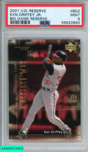 2001 UPPER DECK RESERVE BIG GAME RESERVE KEN GRIFFEY JR #BG2 REDS HOF PSA 9 MINT 56620860