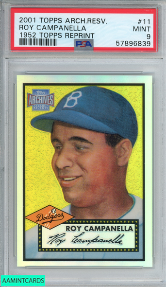 2001 TOPPS ARCHIVES RESERVE ROY CAMPANELLA #11 1952 TOPPS REPRINT HOF PSA 9 MINT 57896839