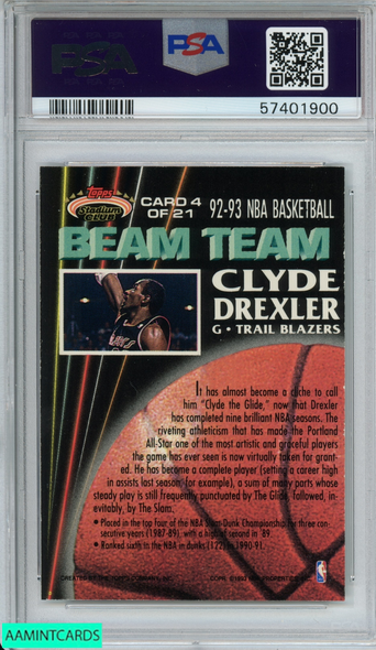 1992 STADIUM CLUB BEAM TEAM CLYDE DREXLER #4 MEMBERS ONLY PSA 8 NM-MT 57401900