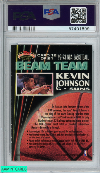 1992 STADIUM CLUB BEAM TEAM KEVIN JOHNSON #12 MEMBERS ONLY PSA 8 NM-MT 57401899