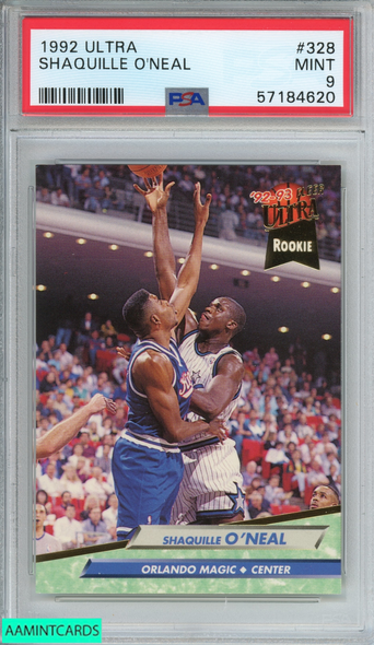 1992 ULTRA SHAQUILLE ONEAL #328 ROOKIE RC ORLANDO MAGIC HOF PSA 9 MINT 57184620