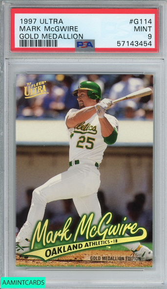 1997 ULTRA GOLD MEDALLION MARK MCGWIRE #G114 OAKLAND ATHLETICS PSA 9 MINT 57143454