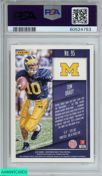 2016 PANINI CONTENDERS DRAFT PICKS TOM BRADY #95 MICHIGAN WOLVERINES PSA 9 MINT 60524753