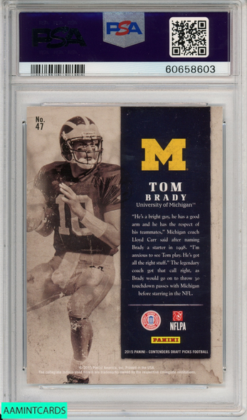 2015 PANINI CONTENDERS DP TOM BRADY #47 OLD SCHOOL COLORS PATRIOTS PSA 9 MINT 60658603