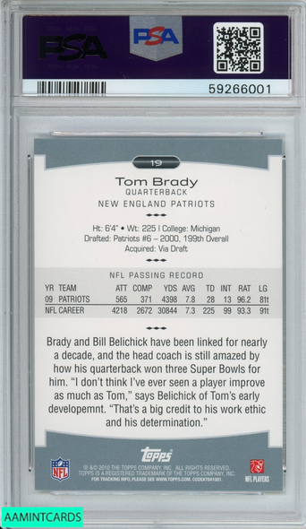 2010 TOPPS PLATINUM TOM BRADY #19 NEW ENGLAND PATRIOTS PSA 9 MINT 59266001