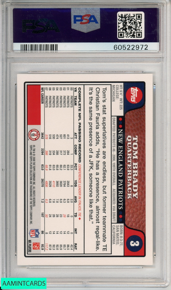 2008 TOPPS TOM BRADY #3 NEW ENGLAND PATRIOTS PSA 9 MINT 60522972