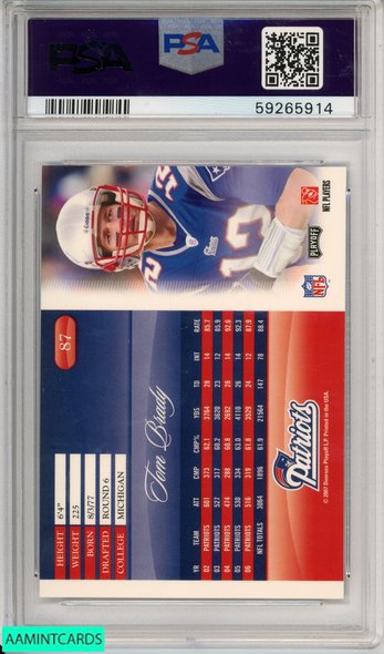 2007 PLAYOFF PRESTIGE TOM BRADY #87 NEW ENGLAND PATRIOTS PSA 9 MINT 59265914