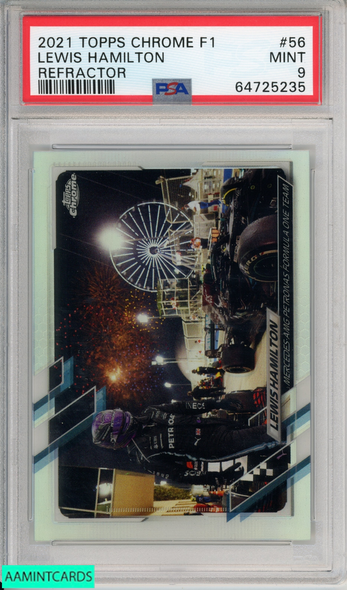 2021 TOPPS CHROME F1 LEWIS HAMILTON #56 REFRACTOR MERCEDES AMG PSA 9 MINT 64725235