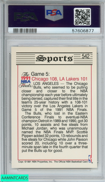 1991 HOOPS MAGIC JOHNSON MICHAEL JORDAN #542 LAKERS BULLS HOF PSA 9 MINT 57606877