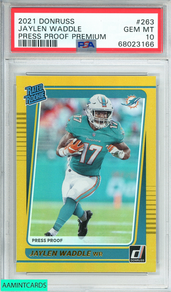 2021 PANINI DONRUSS JAYLEN WADDLE #263 PRESS PROOF PREMIUM RC PSA 10 GEM MT 68023166