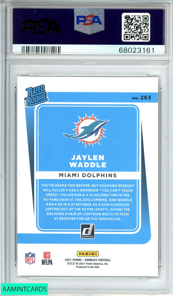 2021 PANINI DONRUSS JAYLEN WADDLE #263 PRESS PROOF PREMIUM RC PSA 10 GEM MT 68023161