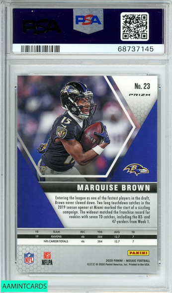 2020 PANINI MOSAIC MARQUISE BROWN #23 GENESIS RAVENS PSA 10 GEM MT 68737145