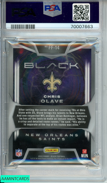 2022 PANINI BLACK FORCEFIELD CHRIS OLAVE #FF14 FORCEFIELD ROOKIE PSA 9 POP 1!! 70007663