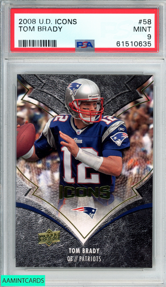 2008 UPPER DECK ICONS TOM BRADY #58 NEW ENGLAND PATRIOTS PSA 9 MINT 61510635