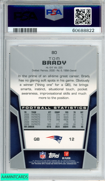 2010 TOPPS UNRIVALED TOM BRADY #80 NEW ENGLAND PATRIOTS PSA 9 MINT 60688822