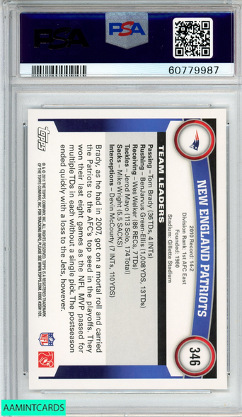 2011 TOPPS NEW ENGLAND PATRIOTS #346 PSA 9 MINT 60779987