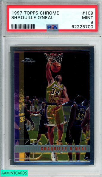 1997 TOPPS CHROME SHAQUILLE ONEAL #109 LOS ANGELES LAKERS HOF PSA 9 MINT 62226700