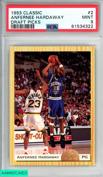 1993 CLASSIC DRAFT PICKS ANFERNEE HARDAWAY #2 ROOKIE RC PSA 9 MINT 61534322