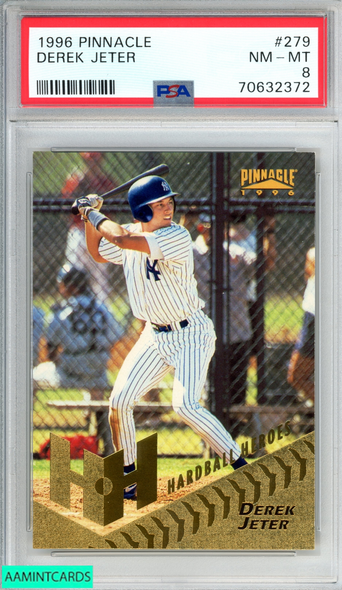 1996 PINNACLE DEREK JETER #279 NEW YORK YANKEES HOF PSA 8 NM-MT 70632372