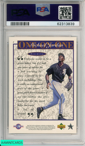 1995 UPPER DECK MINOR LEAGUE FIELDING #2 MJ ONE ON ONE BULLS HOF PSA 9 MINT 62313839