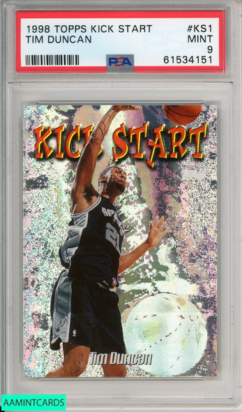 1998 TOPPS KICK START TIM DUNCAN #KS1 SAN ANTONIO SPURS HOF PSA 9 MINT 61534151