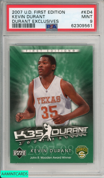 2007 UD FIRST EDITION KEVIN DURANT #KD4 DURANT EXCLUSIVES ROOKIE RC PSA 9 62309561