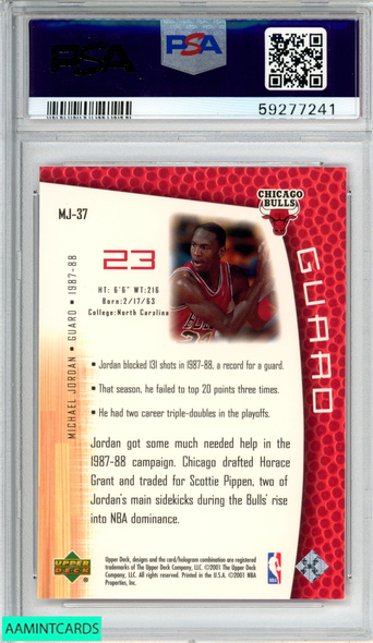 2001 UPPER DECK MJS BACK MICHAEL JORDAN #MJ-37 CHICAGO BULLS HOF PSA 9 MINT 59277241