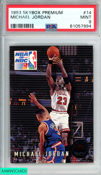 1993 SKYBOX PREMIUM MICHAEL JORDAN #14 NBA ON NBC BULLS HOF PSA 9 MINT 61057994