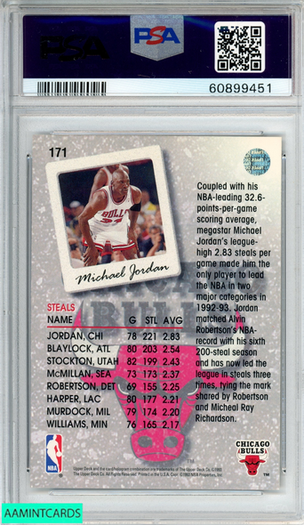 1993 UPPER DECK MICHAEL JORDAN #204 CHICAGO BULLS HOF PSA 9 MINT 61876748 -  AA Mint Cards