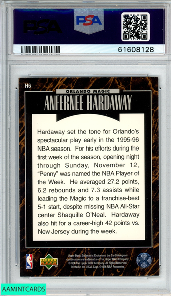 1995 UPPER DECK PREDICTOR PLAYER OF WEEK ANFERNEE HARDAWAY #H6 REDEM PSA 9 POP 1 61608128