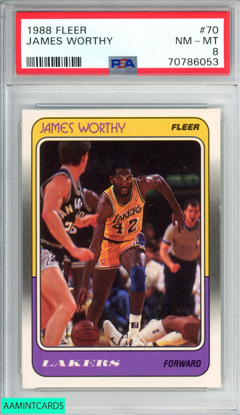 1988 FLEER JAMES WORTHY #70 LOS ANGELES LAKERS HOF PSA 8 NM-MT 70786053