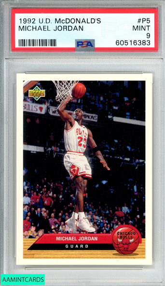 1992 UPPER DECK MCDONALDS MICHAEL JORDAN #P5 CHICAGO BULLS HOF PSA 9 MINT 60516383