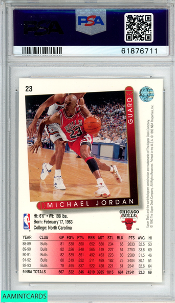 1993 UPPER DECK MICHAEL JORDAN #23 CHICAGO BULLS HOF PSA 9 MINT 61876711