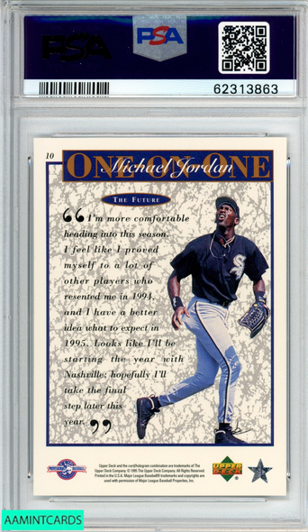 1995 UPPER DECK MINOR LEAGUE MJ ONE ON ONE MICHAEL JORDAN #10 THE FUTURE PSA 9 62313863