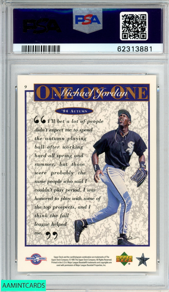 1995 UPPER DECK MINOR LEAGUE MJ ONE ON ONE MICHAEL JORDAN #9 94 AUTUMN PSA 9 62313881