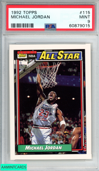 1992 TOPPS MICHAEL JORDAN #115 CHICAGO BULLS HOF PSA 9 MINT 60879015