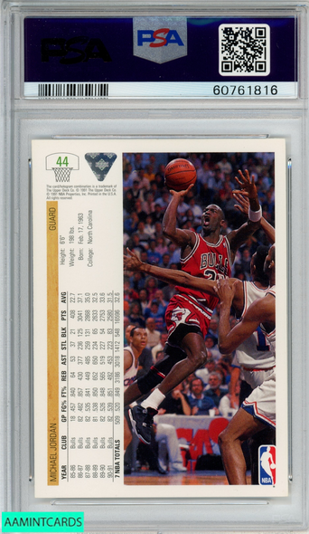 1991 UPPER DECK MAGIC VS JORDAN #34 LOS ANGELES LAKERS CHICAGO BULLS PSA 9  MINT 57184758 - AA Mint Cards