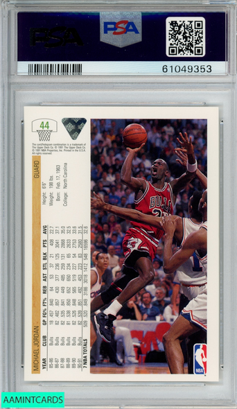 1991 UPPER DECK MICHAEL JORDAN #44 CHICAGO BULLS HOF PSA 9 MINT 61049353