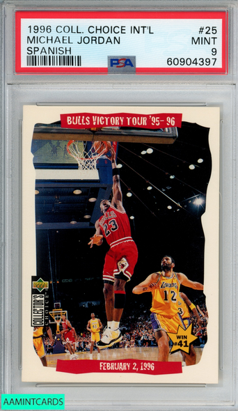 1996 COLLECTORS CHOICE INTERNATIONAL MICHAEL JORDAN #25 SPANISH PSA 9 MINT 60904397