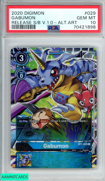 2020 DIGIMON GABUMON #029 RELEASE SPECIAL BOOSTER VER 1 0 ALT ART PSA 10 GEM MT 70421898