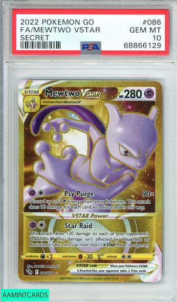 2022 POKEMON GO FA MEWTWO VSTAR #086 SECRET PSA 10 GEM MT 68866129