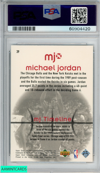 1998 UPPER DECK MJX MICHAEL JORDAN #39 CHICAGO BULLS HOF PSA 9 MINT 60904420