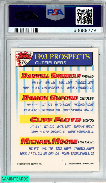 1993 TOPPS TOP PROSPECTS #576 OUTFIELDERS ROOKIE RC PSA 9 MINT 60688779