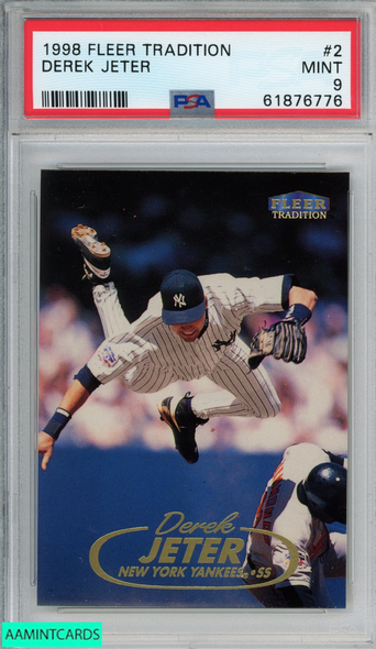 1998 FLAIR SHOWCASE DEREK JETER #14 ROW 3 NEW YORK YANKEES HOF PSA 8 NM-MT  58753883 - AA Mint Cards