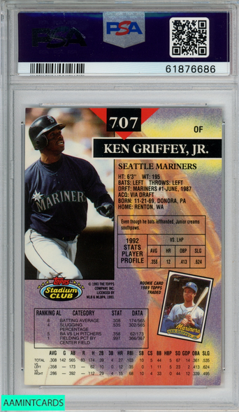 1993 Topps #179 Ken Griffey Jr. Baseball Card - Seattle Mariners