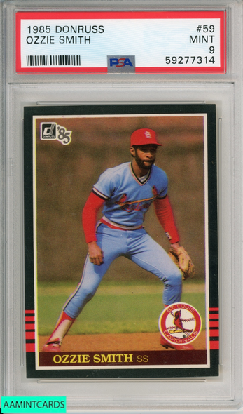 1985 DONRUSS OZZIE SMITH #59 ST LOUIS CARDINALS HOF PSA 9 MINT 59277314