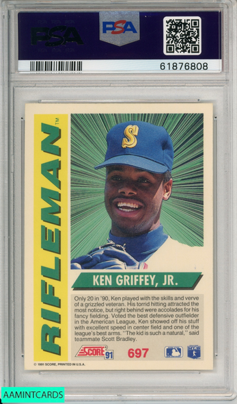 1991 SCORE KEN GRIFFEY JR #697 SEATTLE MARINERS HOF PSA 9 MINT 61876808