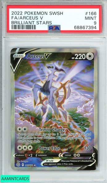 2022 POKEMON SWORD AND SHIELD  FA ARCEUS V #166 BRILLIANT STARS PSA 9 MINT 68867394